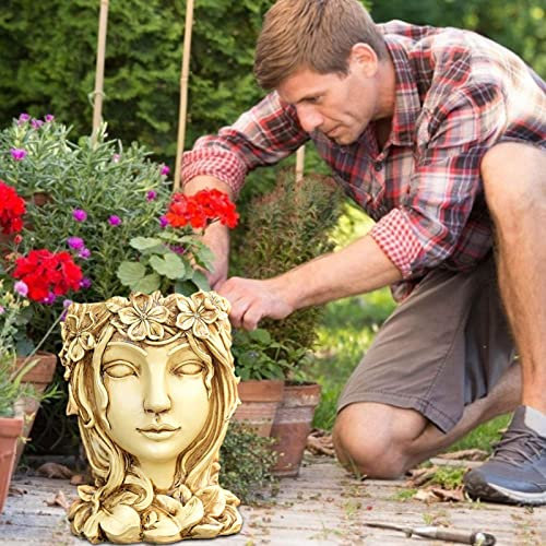Fioriera in resina di alta qualità, grande vaso da fiori alto 20 cm, contenitore ornamentale per piante decorative, vaso di fiori artificiali, decorazione per casa, giardino, patio e cortile