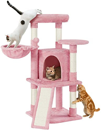 Yaheetech Rascador para Gatos Árbol para Gatos Pequeño Torre de Escalada Felpa para Gatito 106.5 cm Rosa