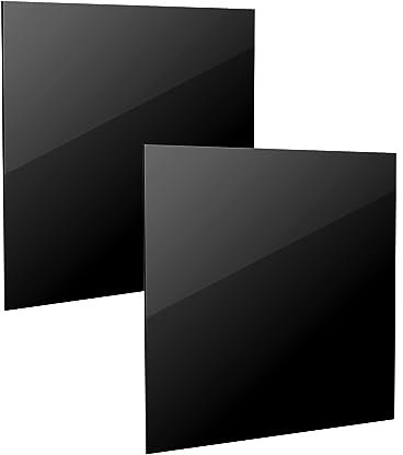 QWORK® 2 Pieces lámina acrílica negra de 3mm, lámina de plexiglás negra, 30x30cm, para decoración del hogar, pintura, marco de fotos