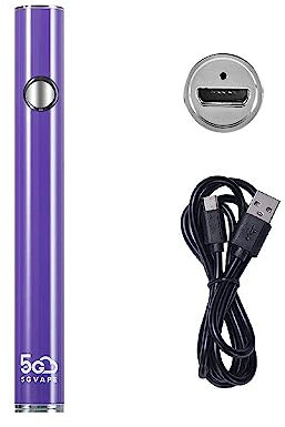 5GVAPE CBD Proheating EVOD EGO Electronic Cigarette Battery,3 Various Voltages(2.7V,3.4V,4.0V),USB Rechargeable Grade-A 350mAh,Fit for all 510 Thread CBD atomizers,No Nicotine No E Liquid (Purple)
