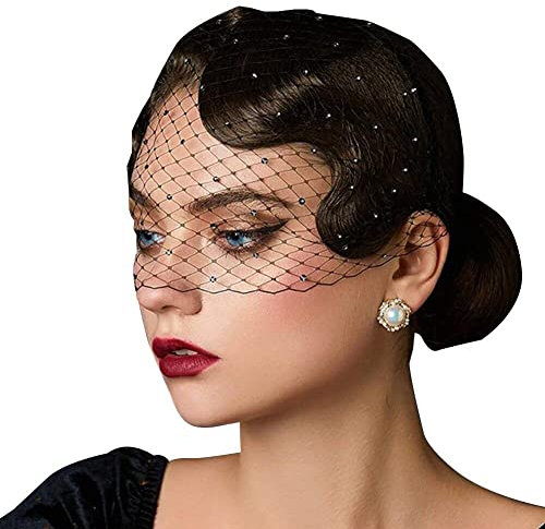 Casiler Frauen Klassisch Schickes Vogelkäfig Gesicht Schleier Faszinator Braut Hairband Tea Party Kopfbedeckung Kostüm Kopfbedeckung Formelles Kleid
