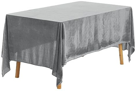 uxcell 1 Pack Rechteck-Tischdecke, Samt knitterfrei waschbar Tischdecke für Abendessen, Hochzeit, Bankett oder Restaurant Grau 180x260cm