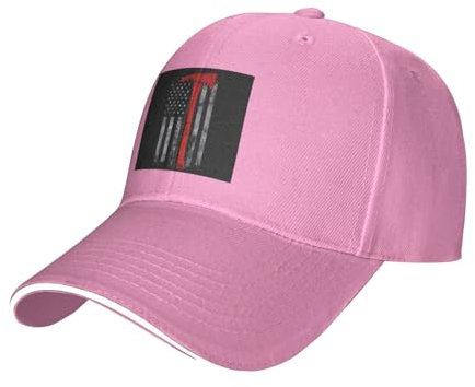 YYHWHJDE Firefighter Axe Red Line Flag Pattern Unisex Baseball Cap Black : Breathable, Lightweight, Pink, One size