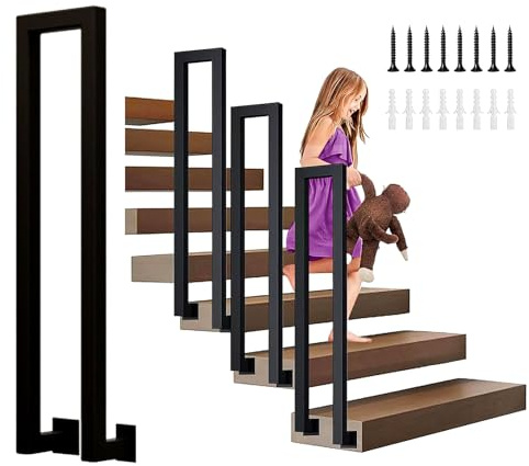 Treppengeländer Innen, U-FöRmige GeläNder Treppe, 35-110cm Handlauf Treppe,Metal GeläNder Drinnen/RaußEn, Nordic Modern handlauf schwarz, Geländer für Villen (C-schwarz, 35cm)
