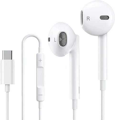 Ecouteurs USB Type C,Intra Auriculaires HiFi Stéréo Écouteurs Type C avec Micro et Contrôle du Volume,pour iPhone 15,iPad Pro,Samsung,Huawei P40 P30 P30 Pro,Google Pixel 4 5,OnePlus 9R,HTC,Android etc
