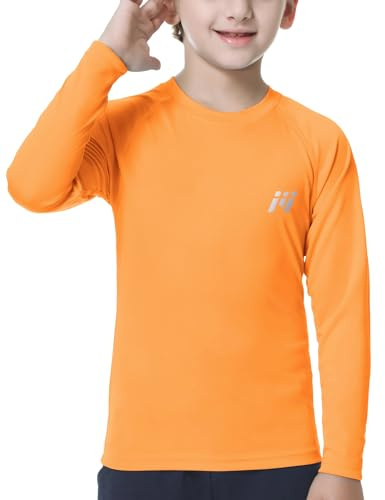 MEETWEE Ragazzi Rash Guard - Maglietta Nuoto Manica Lunga UV Protezione, UPF50+ Costume da Bagno per Bambini per Surf Beach Pool