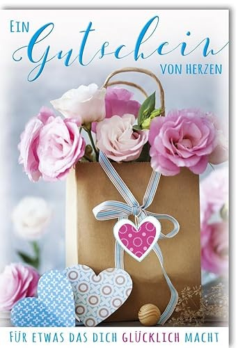 Verlag Dominique Grußkarte Ein Gutschein von Herzen für etwas, dass dich glücklich macht - mit Umschlag