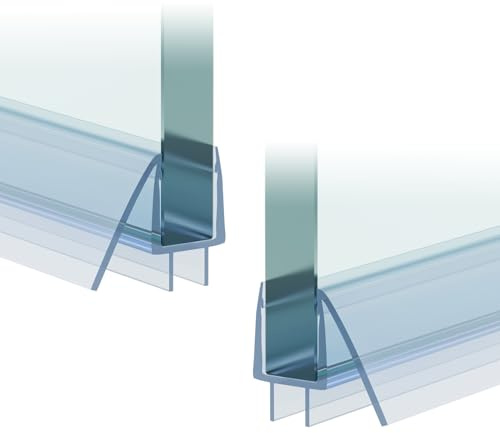WITEN&NOCK 50cm 2er Set Duschdichtungen Ersatzdichtung für Duschkabine Wasserabweiser Dichtungsprofile Duschtür Dichtung Glasstärke 8-10 mm