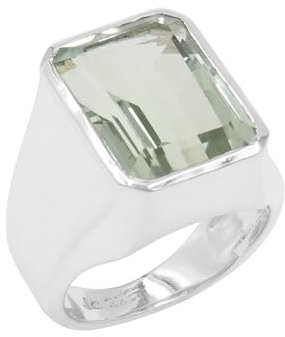 Green Amethyst Ring for Men – 925 Sterling Silver Signet Ring, Solid Silver Statement Men's Jewelry US 14