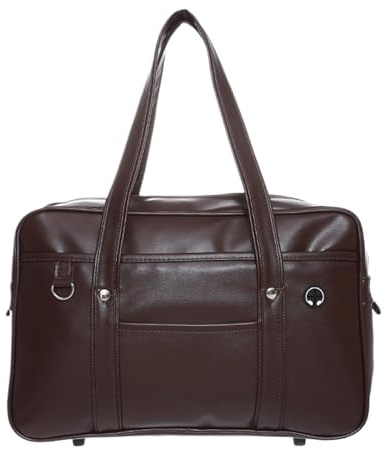 Guangcailun Large Capacity Japanese Handbag For School Bag Waterproof PU Leather Duffle PU Leather Duffle Japan High School Handbag, Coffee