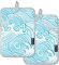 Topflappen für Ofen, hitzebeständig, abstrakter japanischer Stil, blaue Topflappen für Küche mit Tasche, Hot Pan Holders Ofenhandschuhe, 2 Stück