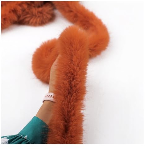 Rockreyoa Kunstfell Bordüre Flauschig Kunstpelzband Kunstfell Band Plüsch Trim Stoff Bordüre Handarbeit Material für Hausschuhe Kostüme Basteln Mäntel Geschenkdekoration Rötlich braun 2m