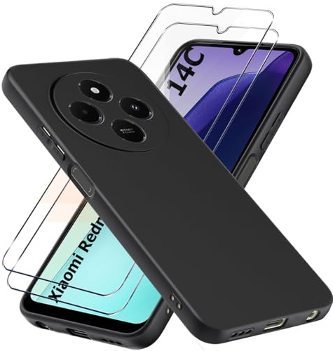 LYJERRY Handyhülle Kompatibel mit Xiaomi Redmi 14C / Poco C75, Silikon TPU Case, Stoßfest, Anti-Fingerprint, Schwarz