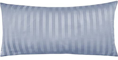 Pure Label Mako Satin Damast Streifen Kopfkissenbezug 40x80 cm aus 100% Baumwolle in grau| Traumhaft weicher Kissenbezug passend zu unseren Bettwäsche Sets