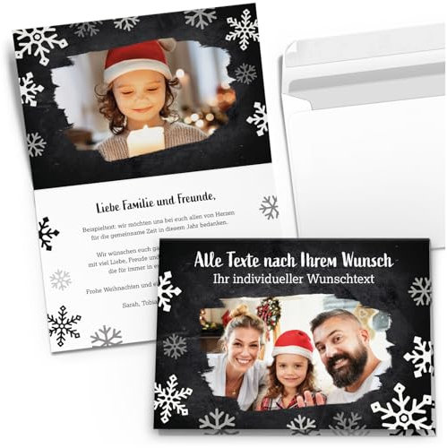 10 Weihnachtskarten personalisiert mit eigenem Text & Foto – Premium Grußkarten Set mit Umschlag - Weihnachten individuell gestalten | Klappkarten A6 | personalisierte Weihnachtskarten edel