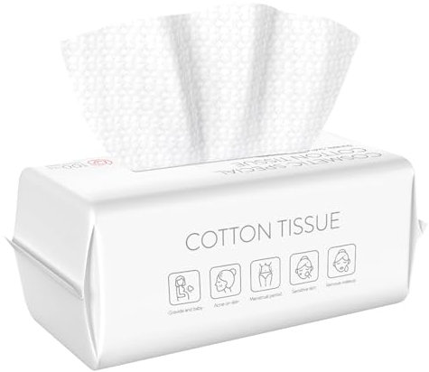 LOPHE Disposable Face Towel, 100 Count Biodegradable Cotton Facial Dry Wipes, Simple Face Wipes Dry Wet Dual Portable Use, Facial Tissue for Cleansing, Skincare and Makeup Remover
