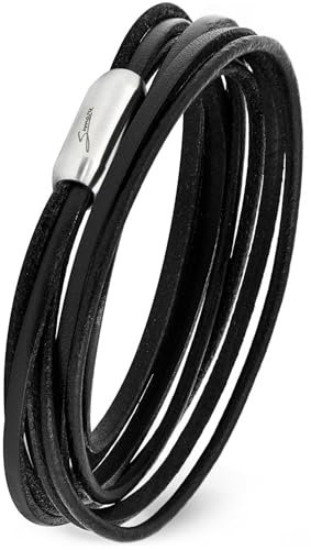 Simaru Designer Lederarmband – Wickelarmband für Herren & Damen aus pflanzlich gegerbtem Leder mit Edelstahl Magnet Verschluss – Made in Germany