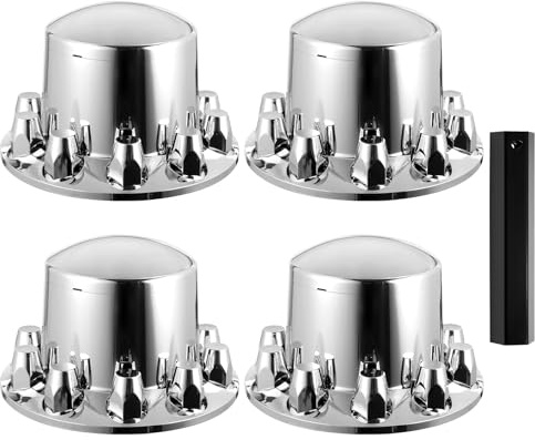 VEVOR Rear Axle Wheel Covers, Dome Axle Cover for Semi Truck, ABS Electroplate Rust-Resistant Lug Nut Covers, Universal Fit, Installation Tool Included, Complete Axle Cover Combo Kit