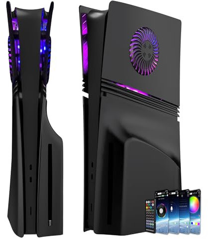 Faceplate per P5 Pro Disc Edition con striscia luminosa RGB e filtro antipolvere con aperture di raffreddamento DOBEWINGDELOU 400+ effetti LED anello di luce per console Faceplate copertura fai da te