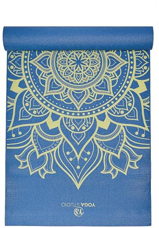 Yoga Studio Entworfene klebrige Yogamatte | Öko-Tex reißfeste rutschfeste | Workout-Übungs-Gym-Fitness-Mandala-Yoga- & Pilates-Matte | 183 cm x 61 cm x 6 mm (Lotus Mineral)