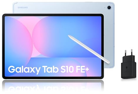 Samsung Galaxy Tab S10 FE+, Tablette Android WiFi 13.1 128 Go, S Pen Inclus, Certification IP68, Bleu, Chargeur Secteur Rapide 25W Inclus, Version FR
