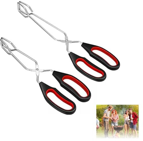 GIONAR Lot de 2 pinces à barbecue antidérapantes et résistantes à la chaleur - En acier inoxydable - Pour la cuisine, la pâtisserie, le barbecue - Pour tourner et serrer les aliments