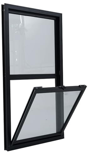 JIAOCKJIAO Fenêtres de Hangar en Aluminium, FenêTre Coulissante À Guillotine Double en avec Serrure et Moustiquaire, Remplacement de Fenêtre Coulissante de Sous-sol avec Verre Trempé(WxH 10x20 in/25x5