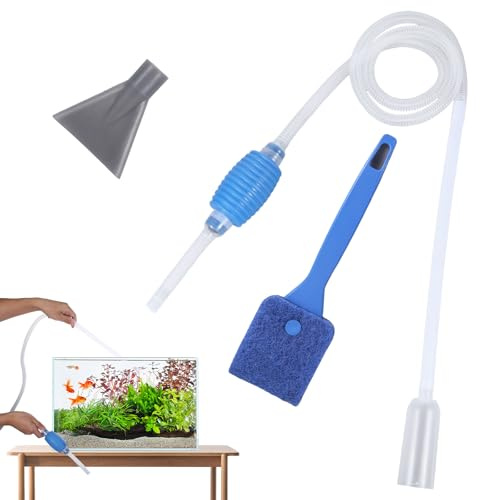 Siphon Aquarium-Reiniger mit Schaber, Kiessauger für Aquarium, Hand-Aquarium-Staubsauger, Aquarium-Zubehör, Aquariumreiniger, Siphonpumpe, Wasserwechsel (Syphon-Pumpe + Schaber + Bürste)