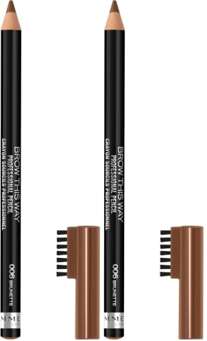 Rimmel London Brow This Way Pencil, 006 Brunette, 1.4g (Pack of 2)