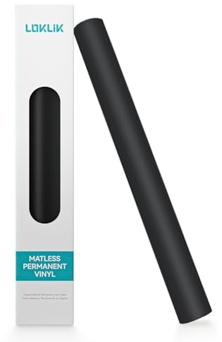 LOKLIK Permanent Adhesive Vinyl Mattschwarz, 33 x 305 cm, Matless, Erfordert iCraft™, Ideal für Wandkunst, Aufkleber, Banner