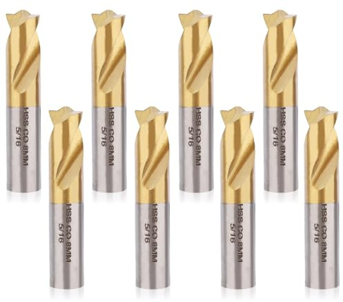 Lot de 8 forets à souder par points, 8 mm en acier rapide avec revêtement en titane