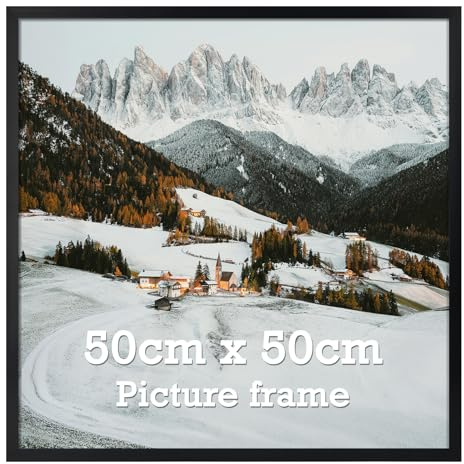 Vasemouh Bilderrahmen 50x50 cm 1 Stück schwarzer quadratischer Fotorahmen, geeignet für Fotos, Poster und Kunstwerke, passend zur Wandmontage in Hoch- und Querformat, geeignet für Zuhause und Büro