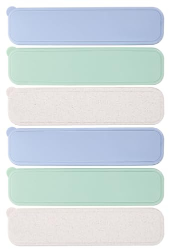 Gadpiparty Lot de 6 grands étuis de rangement portables pour pinceaux de maquillage avec couvercle anti-poussière pour crayons et fard à paupières - Bleu, vert clair, beige