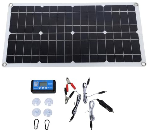 HWGING Kit de Panel Solar de 100W IP67 a Prueba de Agua con Controlador 24V DC 12V 20A Panel Solar Portátil para RV Vehículo Caravana