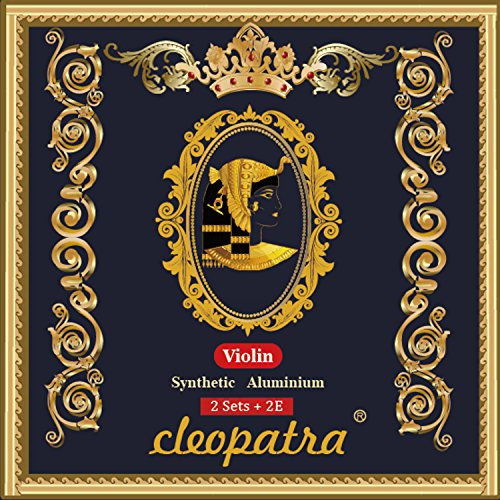 Cleopatra Handmade Violin Strings: 2 Pack + 2 Extra E. Synthetic Core, Medium Gauge, Ball End, 4/4