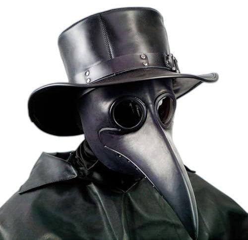 Schwarz Pest Arzt Maske - Lange Nase Vogel Schnabel Steampunk Halloween Kostüm Requisiten Maske, unisex children adult