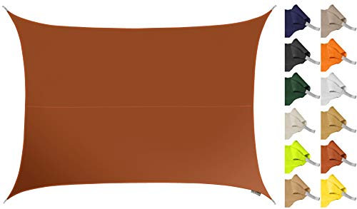 Kookaburra 5m x 4m Rectangle Water Resistant Garden Patio Sun Shade Sail Canopy 96.5% UV Block with Free Rope (Terracotta)