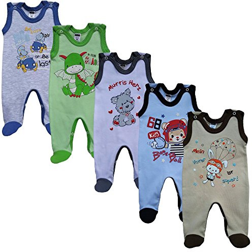MEA BABY Unisex Baby Strampler Mit Aufdruck Aus 100% Baumwolle Im 5er Pack Für Mädchen Und Jungen