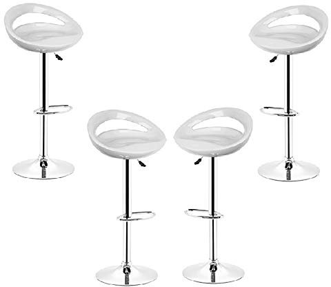 Lot de 4 tabourets de bar pivotants en plastique avec repose-pieds réglable en hauteur 4-grey