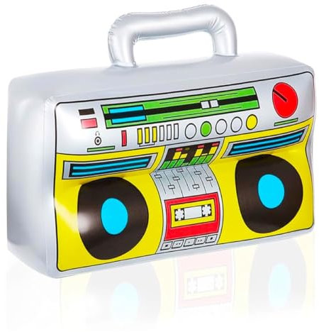 TK Gruppe Timo Klingler Radiocasete hinchable estilo retro 3x, accesorios para disfraz de carnaval de los años 80 y 90 (3x)