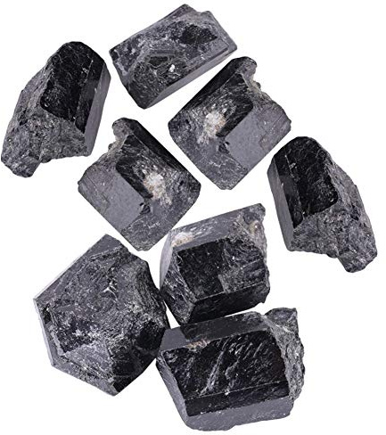 Piedras de turmalina negras en bruto en bruto, piedra de curación mineral de turmalina de cristal de cuarzo negro natural para la fabricación de joyas o la decoración del hogar