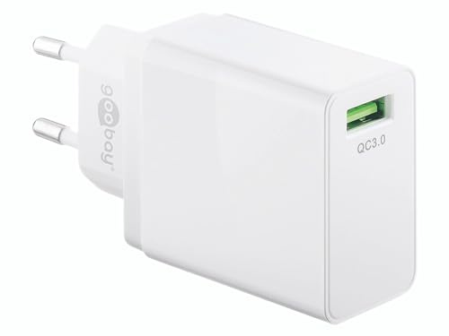 goobay 44955 Quick Charge (QC 3.0) USB Ladegerät 18W, Schnellladegerät lädt bis zu 4X schneller, weiß