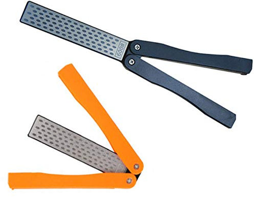 XILEWHZF 2 Pcs 400/600 Grit Portable Handheld Double Sided Sharpener Pocket Diamond Knife Sharpening Stone for Kitchen, Garden, Outdoor tools Fine/Coarse Grinding （Black/Orange）