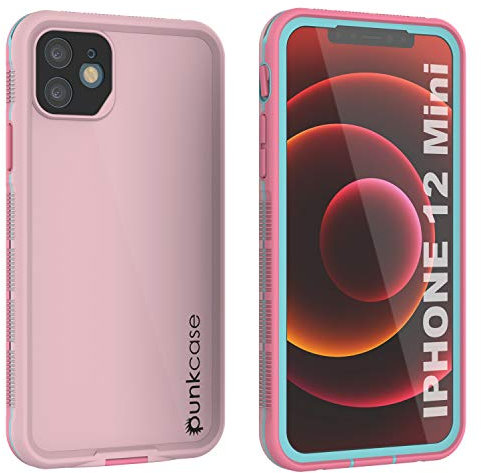 Punkcase Designed for iPhone 12 Mini Waterproof Case [Aqua Series] [Slim Fit] [IP68 Certified] [Shockproof] [Dirtproof] [Snowproof] Armor Cover for iPhone 12 Mini (2020) (5.4) [Pink]