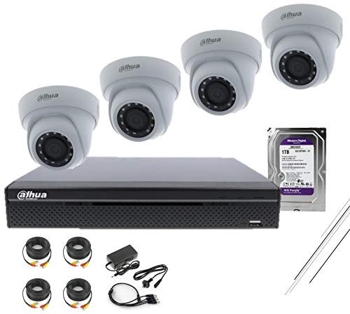 Kit de vidéosurveillance 4 caméras Full HD Domo Dahua Dvr Full HD Hdcvi Disque 1 To Violet Cctv Malaga Maison ou Entreprise Installation facile