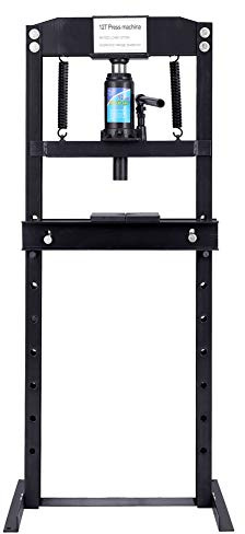 12 Ton Hydraulic Workshop Press Garage Shop Floor Press Bottle Jack Pressing Plates Bearing, Black