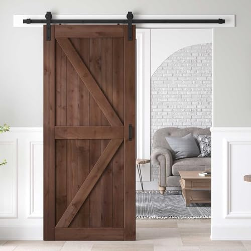 Losa para Puertas Correderas de Madera de Granero sin Acabar de 91,4 x 213,4 cm con Kit de Hardware de 2 m