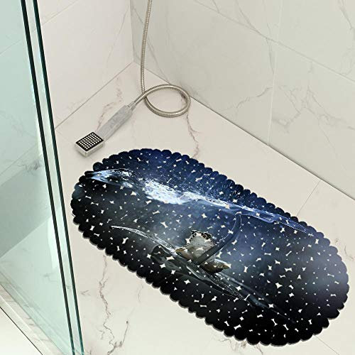 Jaeknxcg Badewanneneinlage rutschfest Badematten für Wanne Duschmatte mit Abflusslöchern Saugnäpfe Maschinenwaschbar 35X70CM Frosch