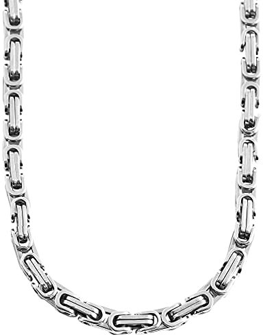 Akzent Herren-Königskette Byzantiner-Halskette aus Edelstahl Länge 50cm Stärke 6mm silberfarbig Kette mit Karabinerhaken