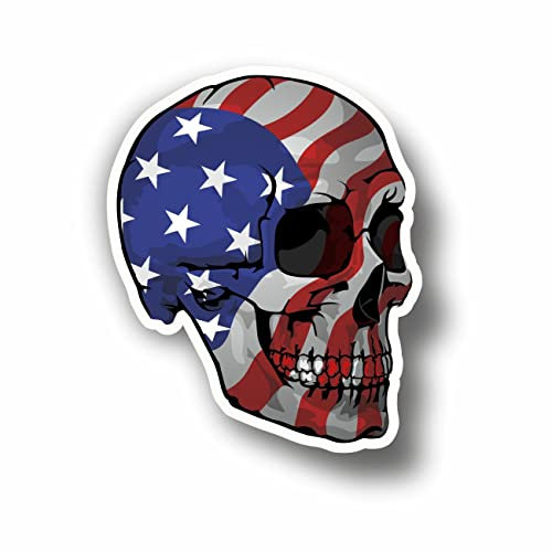 AMA SHOP Aufkleber mit Totenkopf, USA, amerikanische Flagge aus PVC, für Wandaufkleber, Auto, Motorradhelm, Wohnmobil